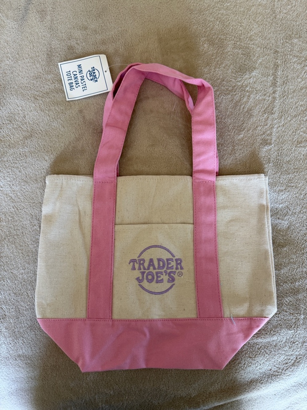 NWT Trader Joe’s Mini Tote Pastel Pink